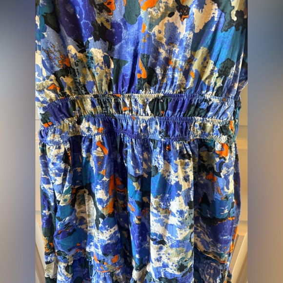 Anthropologie Blue Ruffled Tiered Maxi Dress Long Flowy Small Classy wedding - Picture 9 of 14